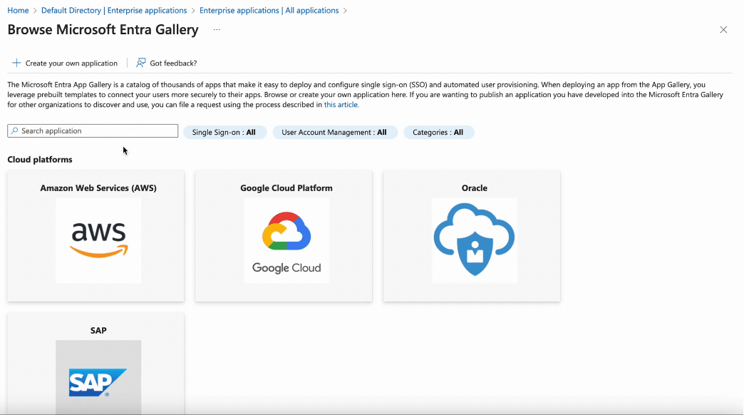 Create a new application on Entra ID