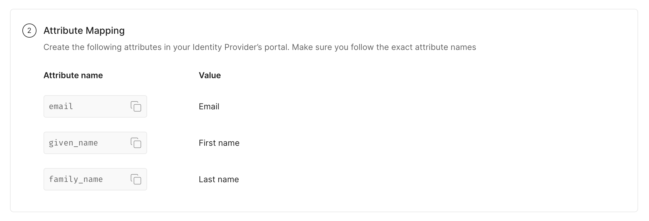 Attribute mapping on SSO Configuration Portal